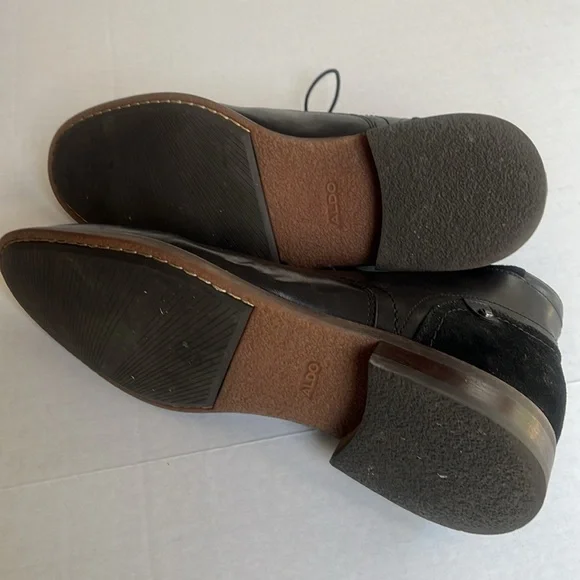 ALDO Black Suede and Leather LaceUp Boots - Picture 6 of 9